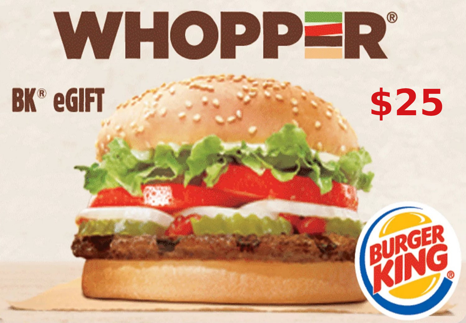 Burger King $25 Gift Card US, 27.11 usd